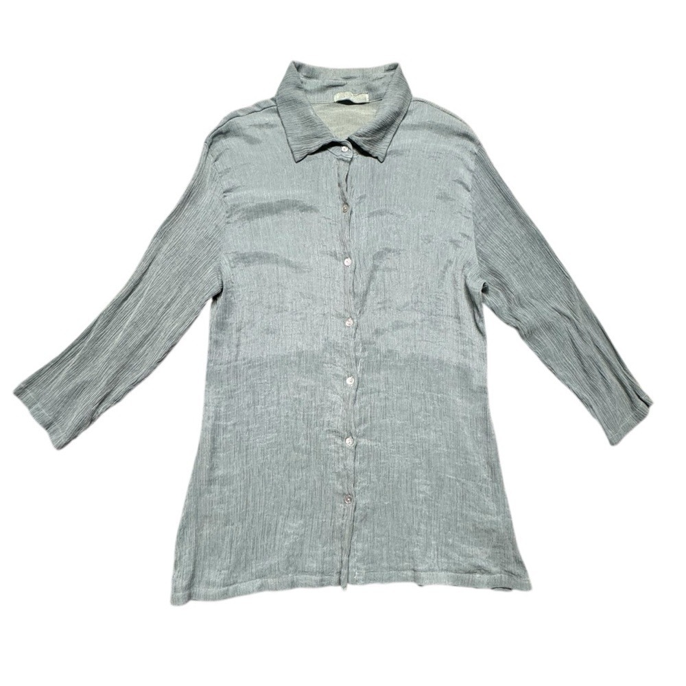 Cut Loose Button Up Crinkle Textured Shirt Blouse Top Womens Size XL Made In USA